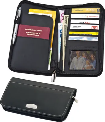 Produktbild von Reisemappe / Brieftasche / aus Lederfaserstoff / Farbe: schwarz