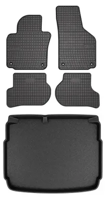 Zdjęcie produktu dla Dywaniki gumowe + mata bagażnika do Seat Leon II 2005-2012 (hatchback) – czarne, dopasowane – Wielganizator SolidPRO