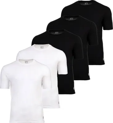 Produktbild von Real Madrid Herren T-Shirts, 5er Pack - U-Neck Undershirts, Baumwolle, Rundhals, Logo, einfarbig Schwarz/Weiß XL