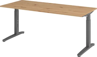 Produktbild von bümö Schreibtisch Serie-XB - Nachbildung: Asteiche, Gestell: Graphit, Größe:  180 x 80 cm