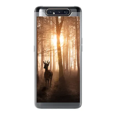 Produktbild von MuchoWow® Handyhülle Schutzhülle Hülle für Samsung Galaxy A80 Wald - Hirsche - Sonne - Bäume - Winter - Natur - Tiere Silikon Softcase Handy Hülle - Schutzdeckel