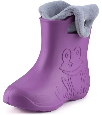 Produktbild von Ladeheid Eva Kinder Jungen Mädchen Gummistiefel Regenschuhe gefüttert LA-CA-04 (Lilla/Grau, 24/25 EU)