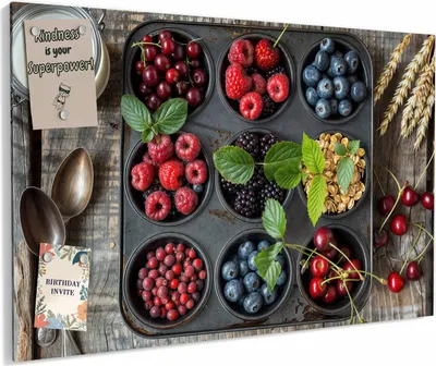 Produktbild von Magnettafel 60x40cm magnetisch & beschreibbar Metall-Board - Bunte Beeren