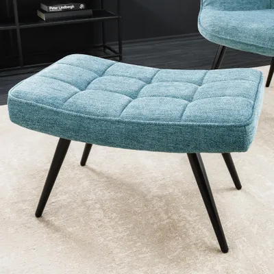 Produktbild von riess-ambiente Moderner Hocker SCANDINAVIA blau Strukturstoff Metallbeine Fußhocker