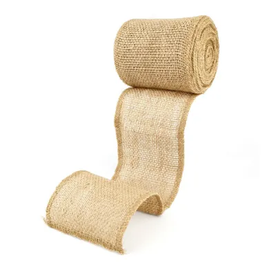 Produktbild von D.RECT 10x500cm Juteband Natur Braun Decoband Packband Geschenk-Band Bastelband| 10cm Breite|5 Meter Für: Verpackung, DIY Kunst-Handwerk, Floristik, Dekoration