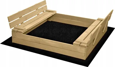 Immagine prodotto di Sabbiera in legno con panche e accessori 120x120cm (naturale)