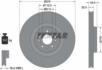 Produktbild von 2x TEXTAR Bremsscheibe 92176603 passend für MERCEDES-BENZ M-Klasse (W164) 54 5mm
