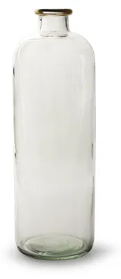 Produktbild von Jodeco Blumenvase Jardin mit Goldrand - klares transparentes Glas - 11 x 33 cm - Flaschenvase
