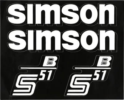 Immagine prodotto di Set decorativo "B" 4 pezzi, monocromatico trasparente, scritta nera - per Simson S51B