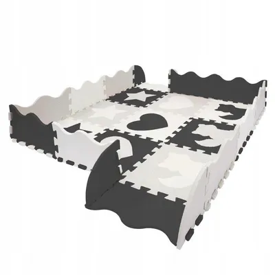 Produktbild von 4FIZJO Kinder Puzzlematte 120 x 120 cm aus EVA, mit Rahmen, Formen und Tiermotiven