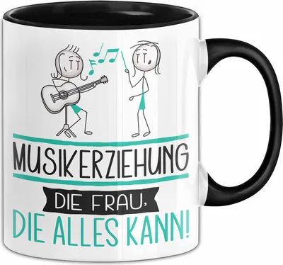 Produktbild von Musikerziehung Geschenk Tasse Becher Die Frau Die Allen Kann Geschenkidee für eine Musikerziehung Lustig (Schwarz)