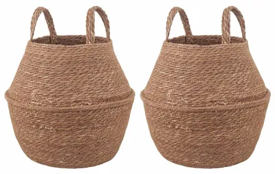 Obrázek produktu pro Květináč s úchyty 2 pcs Přírodní Ø 22 x 20 cm 100% mořská tráva