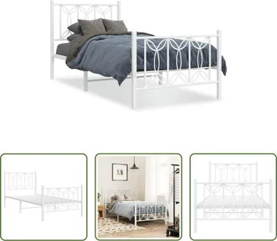 Produktbild von The Living Store Bettgestell mit Kopf- und Fußteil Metall Weiß 80x200 cm