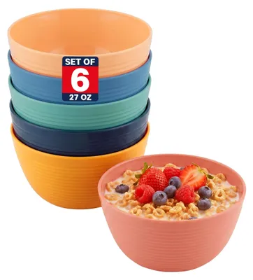 Plastikschüsseln Set 6er – stapelbar, BPA-frei, 27/34 oz, mikrowellengeeignet