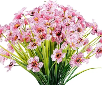 Produktbild von OKWISH 6 Stück Künstliche Blumen,Violett Kunstblumen UV-beständige Pflanzen Sträucher Unechte Blumen Innen Draussen für Zuhause Garten Hochzeit Party Nachbildung