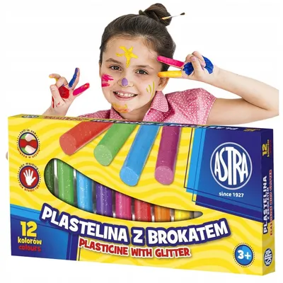 Produktbild von ASTRA Knete mit Glitzer für Kinder, 12 Farben