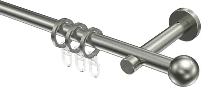 Produktbild von Interdeco Gardinenstange / Vorhangstange Edelstahl, Typ Enorma Puros (Kugel), 16 mm Ø 1-läufig, 240 cm