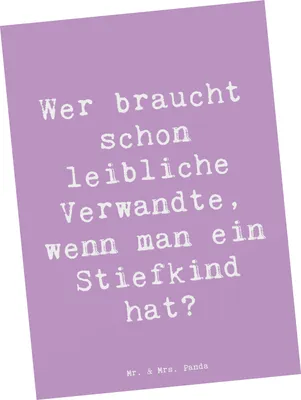 Produktbild von Mr. & Mrs. Panda Ansichtskarte Spruch Stiefkindliebe - Lavendeltraum - Geschenk, Patchworkfamilie, Kunstkarten, Familie, Familienbeziehungen, Grußkarte, familiäre Liebe