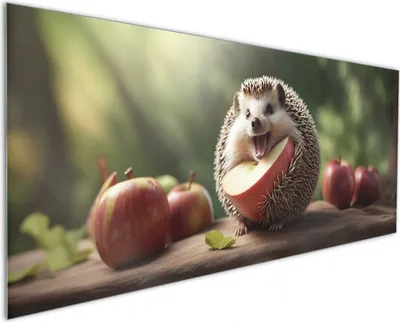 Produktbild von Wallario Küchenrückwand aus Glas, Größe: 125 x 50 cm, Motiv: Lustiger Igel | Spritzschutz | abwischbar | pflegeleicht | in