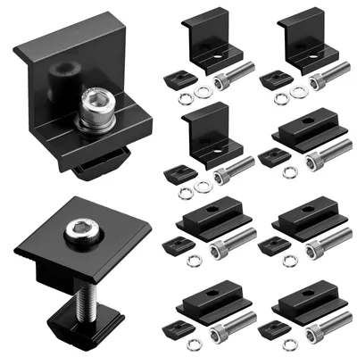 Solarmodul-Klemset für 4 Paneele, 35 mm, Aluminium, Schwarz