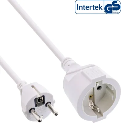 Produktbild von InLine® Schutzkontakt-Verlängerungskabel, CEE 7/7, H05VV-F3G1,5, weiß, 1,5m
