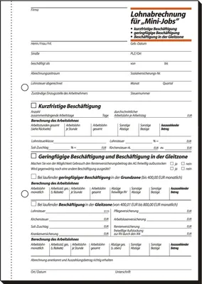 Produktbild von Formularbuch Lohnabrechnung Aushilfskräfte A5 VE=10x50 Blatt