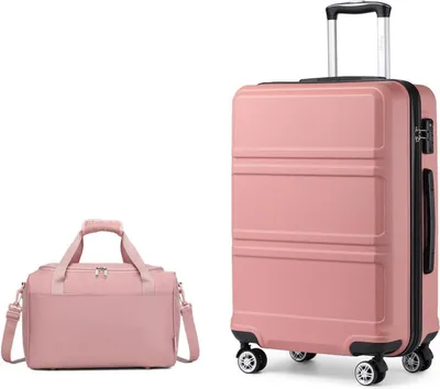 Image de KONO Valise de voyage moyenne Valise à roulettes Set de bagages 2 pièces or rose