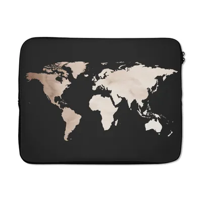 Produktbild von MuchoWow® Laptop Hülle 15 Zoll Weltkarte - Schwarz und weiß Laptoptasche - Laptoptasche - Sleeve - Rundum-Schutz