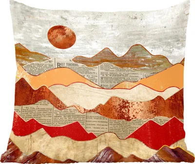 Produktbild von MuchoWow® Zierkissen Sofakissen Wohnzimmer Dekokissen 45x45 cm Vintage - Zeitung - Bronze - Abstrakt - Landschaft - Farben - Schlafpolster - Polster für das Sofa
