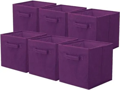 Produktbild von Famanu Aufbewahrungsbox aus Stoff - 6 Stück - faltbare Aufbewahrungskubus - Organizer - lila