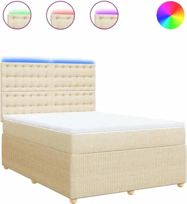 Produktbild von vidaXL Boxspringbett mit Matratze Creme 160x200 cm Stoff