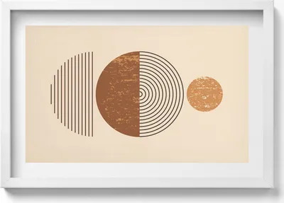 Produktbild von Geometrische Kunst im Boho-Stil– Wandbild mit Rahmen – Gerahmtes Bild  – Wanddekoration – 60x40 cm –  Schwarz Rahmen
