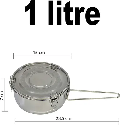 Produktbild von Camping Kochtopf Rund, Edelstahl, Klappbarer Griff, 1,55 kg, fuer Camping