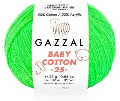 Obrázek produktu pro Příze Gazzal Baby Bavlna, 25 g, barva 3427 (světle zelená), vhodná pro pletení a háčkování