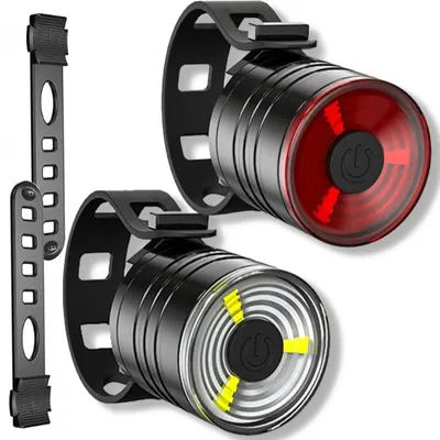 Produktbild von Fahrradlampen Set LED Fahrradlicht Vorderlicht Rücklicht rund batteriebetrieben wasserdicht