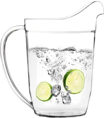 Obrázek produktu pro Unyqoos® Průhledná plastová konvice na vodu, objem 2,2 litru – odolná proti rozbití, kvalita vhodná pro restaurace, bez obsahu olova a BPA, průměr 15 cm, výška 23 cm, vhodná pro studené i teplé nápoje