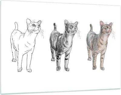 Produktbild von Bilder auf glas - Katzen Tiere Kinder Illustration - 120x80cm - Glasbilder - Wandbilder - Kunstdruck - zum Aufhängen bereit - Wanddekoration aus Glas - Glas Bilder - Wandbild auf Glas - GAA120x80-3211