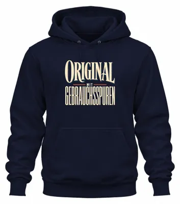 Productafbeelding van Grappige hoodie met gebruikssporen en een sarcastische opdruk, marineblauw, maat 3XL