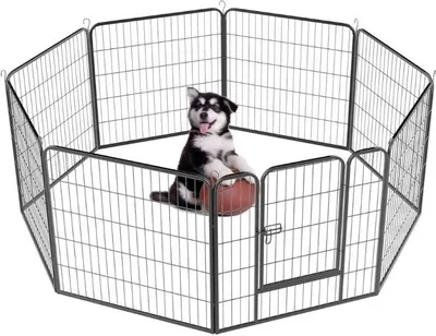 Image de Parc pour chiots 8 barrières 80x60cm chacune, pliable avec porte Parc pour animaux Clôture pour chiots