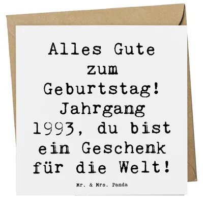 Produktbild von Mr. & Mrs. Panda Grußkarte Spruch 1993 Geburtstag - Weiß - Geschenk, anlasskarte, Geburtstagsgeschenk, Jahrgang, Alter, Happy Birthday, faltkarte, Geburtstagsfeier