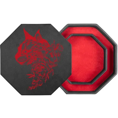 Produktbild von shibby  Würfelbrett mit Würfel-Ablage und Deckel für alle Tabletop Spiele - 23,5cm floral M2-2 (rot)