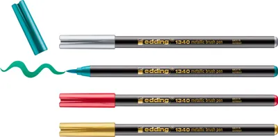 Image de edding 1340 Stylo pinceau 4 crayons Mix, Metallic XMAS Brushpens Feutre de coloriage
