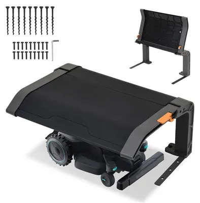 Imagen del producto de Cortacésped robótico, cobertizo para el garaje, refugio, marquesina, plegable, estructura de metal, resistente a los rayos UV, cubierta de plástico PP, color -gris