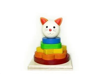 Produktbild von Holzspielzeug Stapelturm Katze BxLxH 90x90x120mm NEU