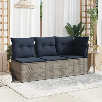 Produktbild von vidaXL | Garten-Sofa | mit Kissen Grau 62 x 62 x 69 cm Poly-Rattan