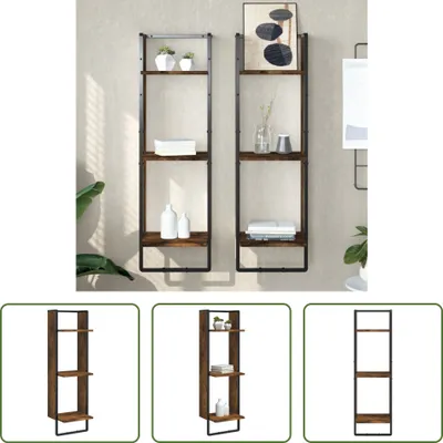 Obrázok produktu pre The Living Store nástenná polica 3 priehradky smoke oak 30x25x100 cm materiál na báze dreva