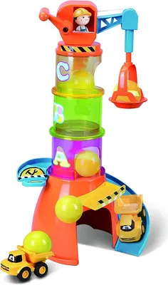 Productafbeelding van BB Junior 16-88605 - Speelset - Stapelkraan 5-in-1, inclusief Volvo kipper (9 cm)