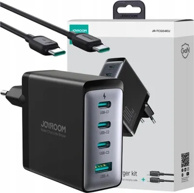 Image de Gan Joyroom Jr-Tcg04Eu 100W 3X Usb-C Usb-A + Cable Usb-C / Usb-C 100W - Czarna