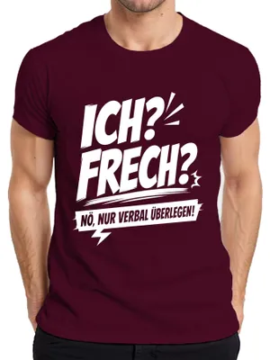 Obrázok produktu pre Oni? Arogantní? Nie, len verbálne nadradení! Tričko s nápisom "Statement", "Schlagfertig" (vtipné), pánske, bordové, veľkosť L