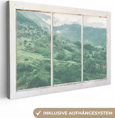 Produktbild von OneMillionCanvasses® - Leinwandbilder - 140x90 cm, Aussicht - Landschaft - Grün, Wandbilder Kunstdruck Wanddekoration